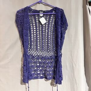 Miss Kelly 1999 boho style purple knitted vest Size Medium TG2053